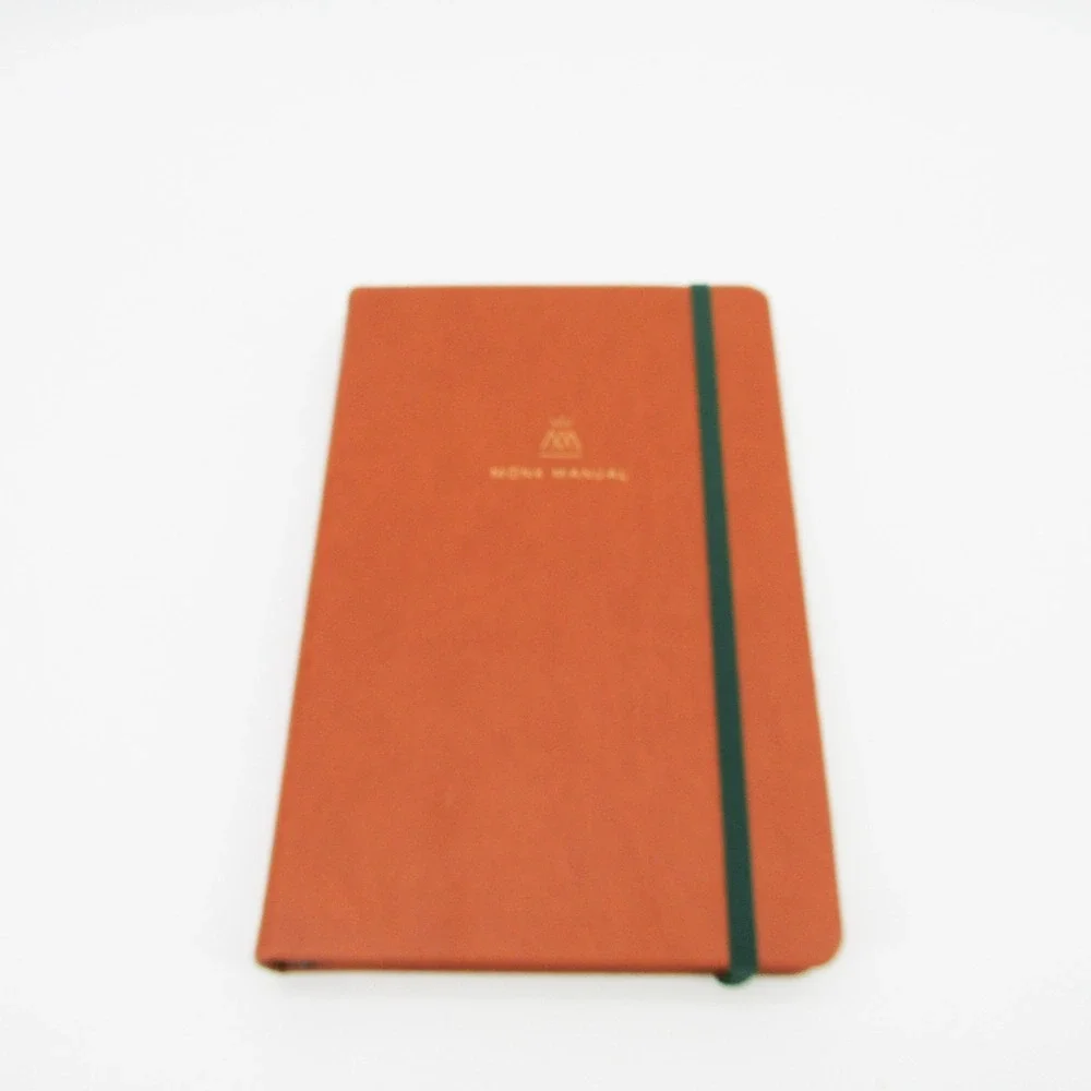 NEW Monk Manual Medium Daily/Monthly Planner Tan Hardcover, Green Ribbon